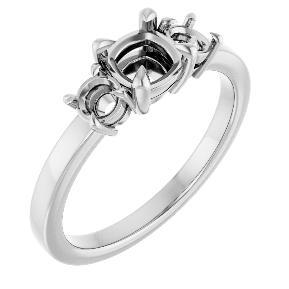 Claw-Prong Three-Stone Engagement Ring
