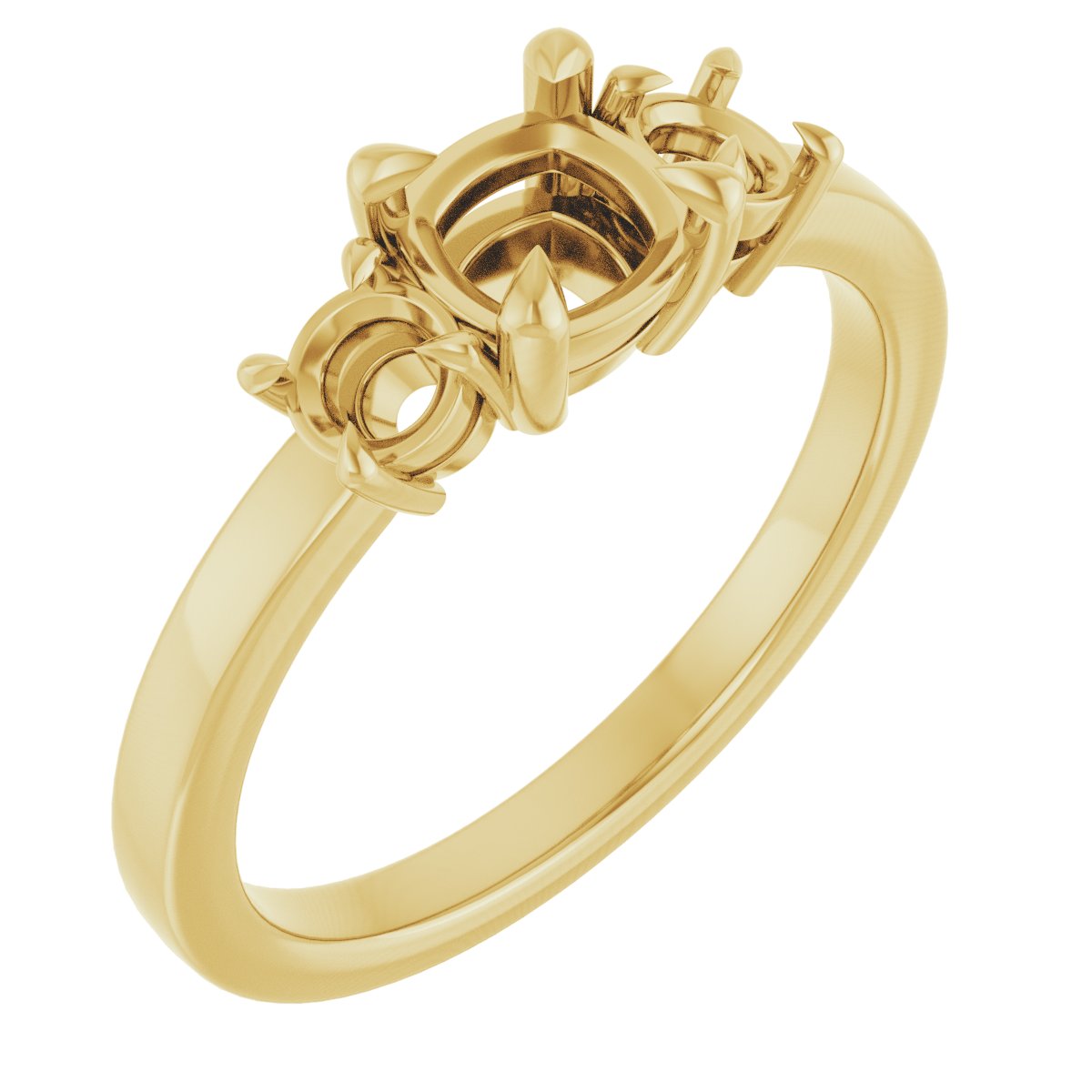 Claw-Prong Three-Stone Engagement Ring