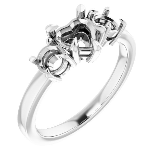 Claw-Prong Three-Stone Engagement Ring