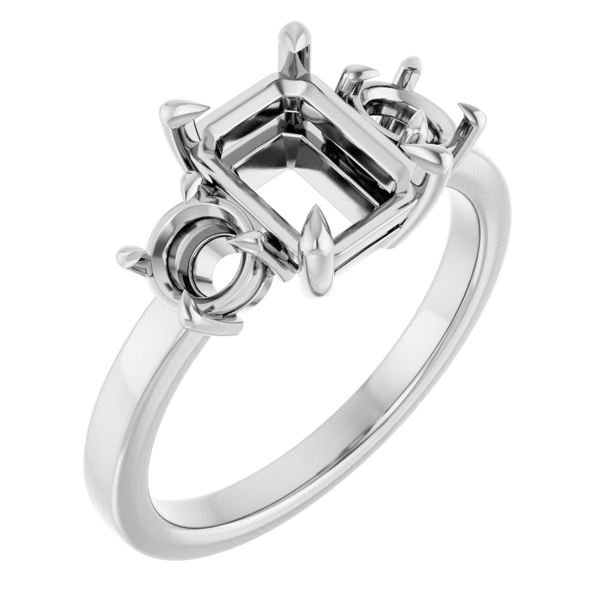Claw-Prong Three-Stone Engagement Ring