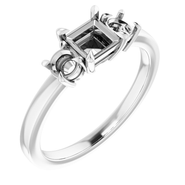 Claw-Prong Three-Stone Engagement Ring