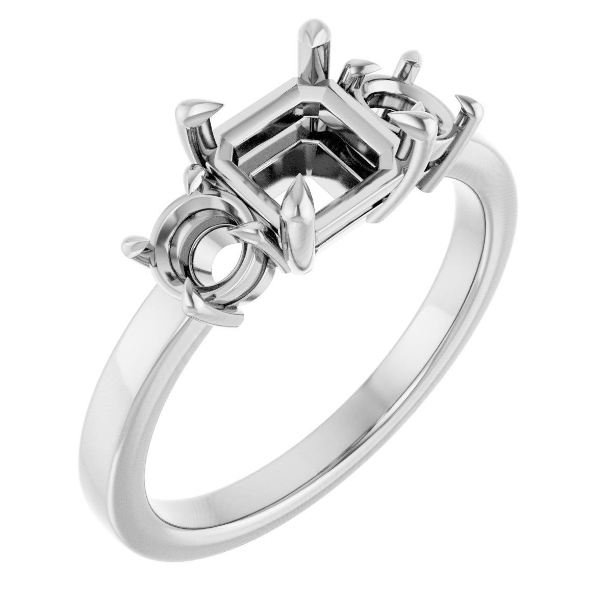 Claw-Prong Three-Stone Engagement Ring
