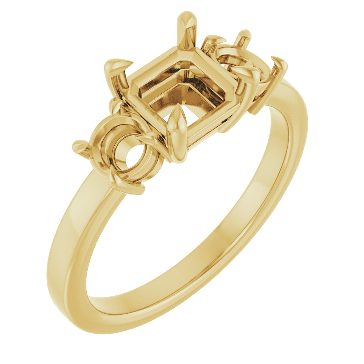 Claw-Prong Three-Stone Engagement Ring