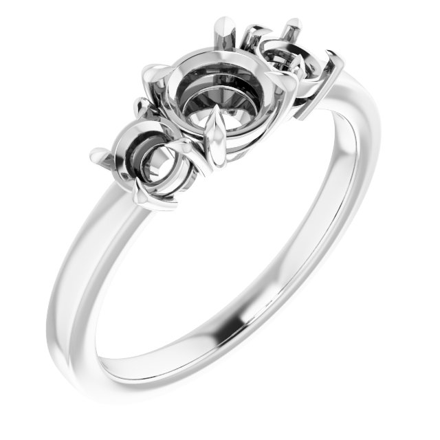 Claw-Prong Three-Stone Engagement Ring