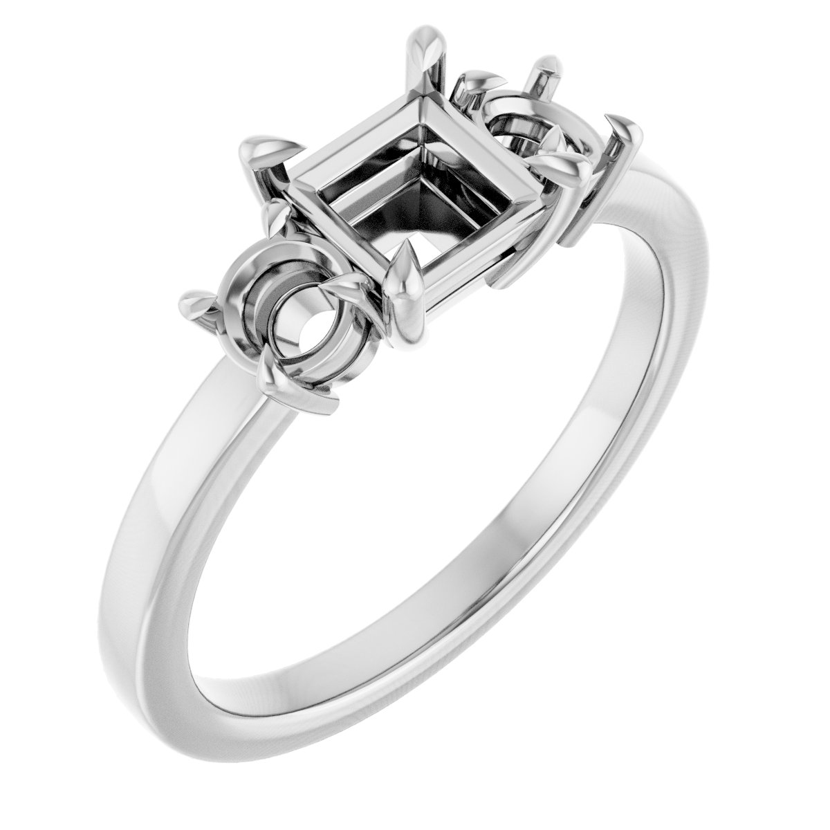 Claw-Prong Three-Stone Engagement Ring