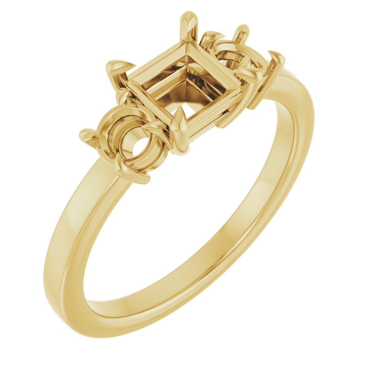 Claw-Prong Three-Stone Engagement Ring