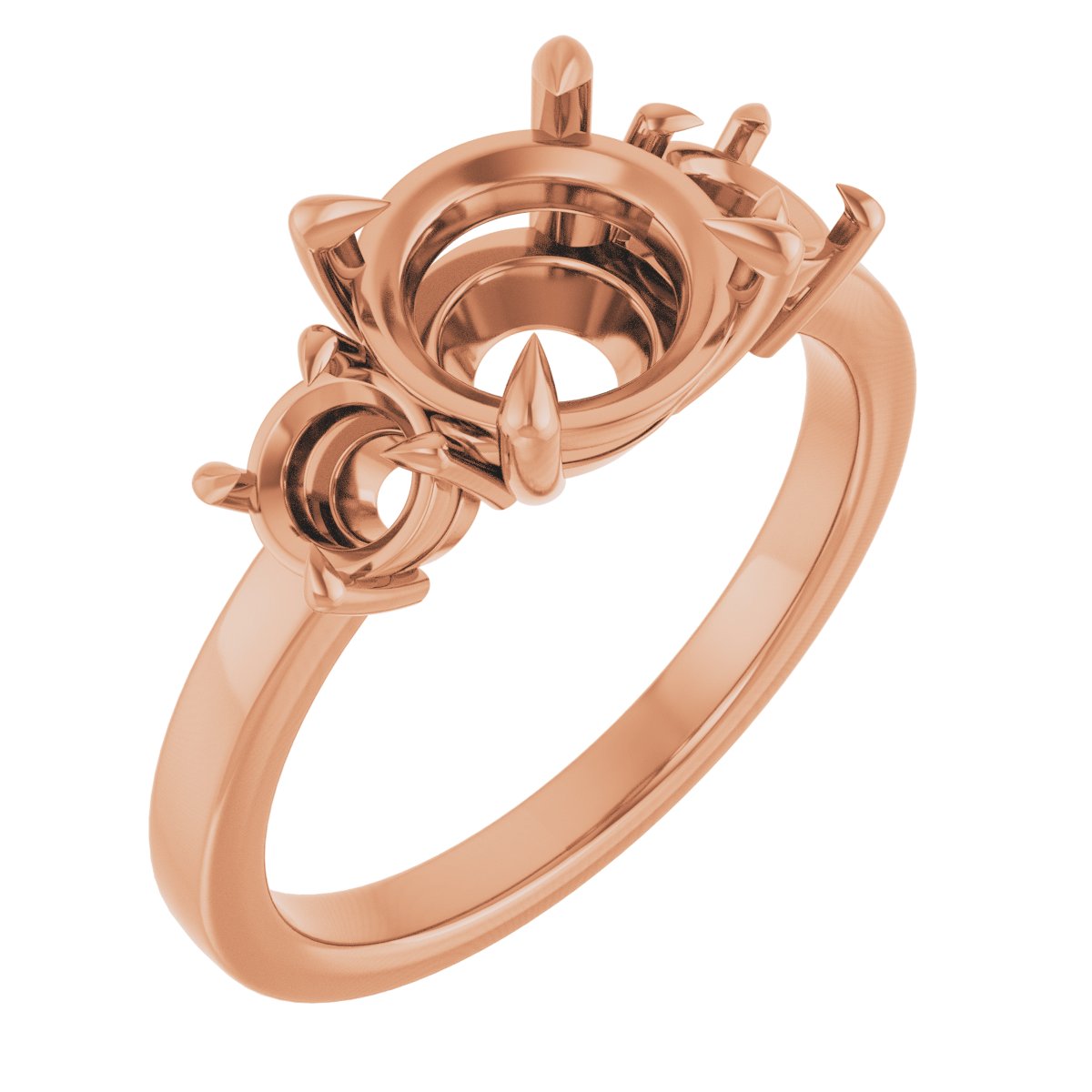 Claw-Prong Three-Stone Engagement Ring