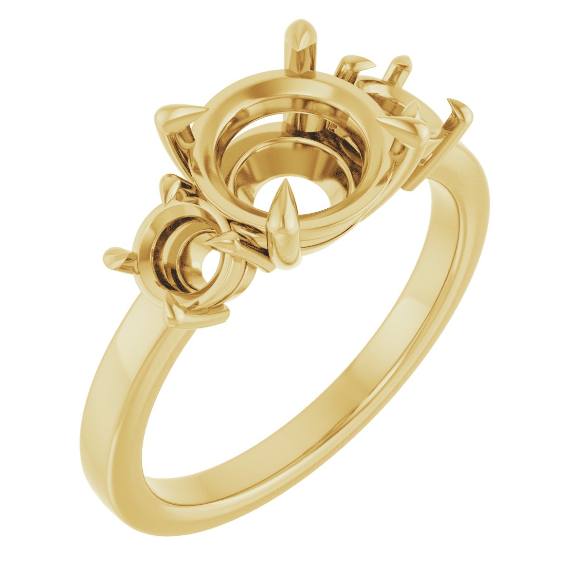 Claw-Prong Three-Stone Engagement Ring