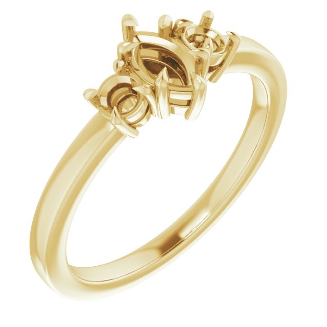 Claw-Prong Three-Stone Engagement Ring