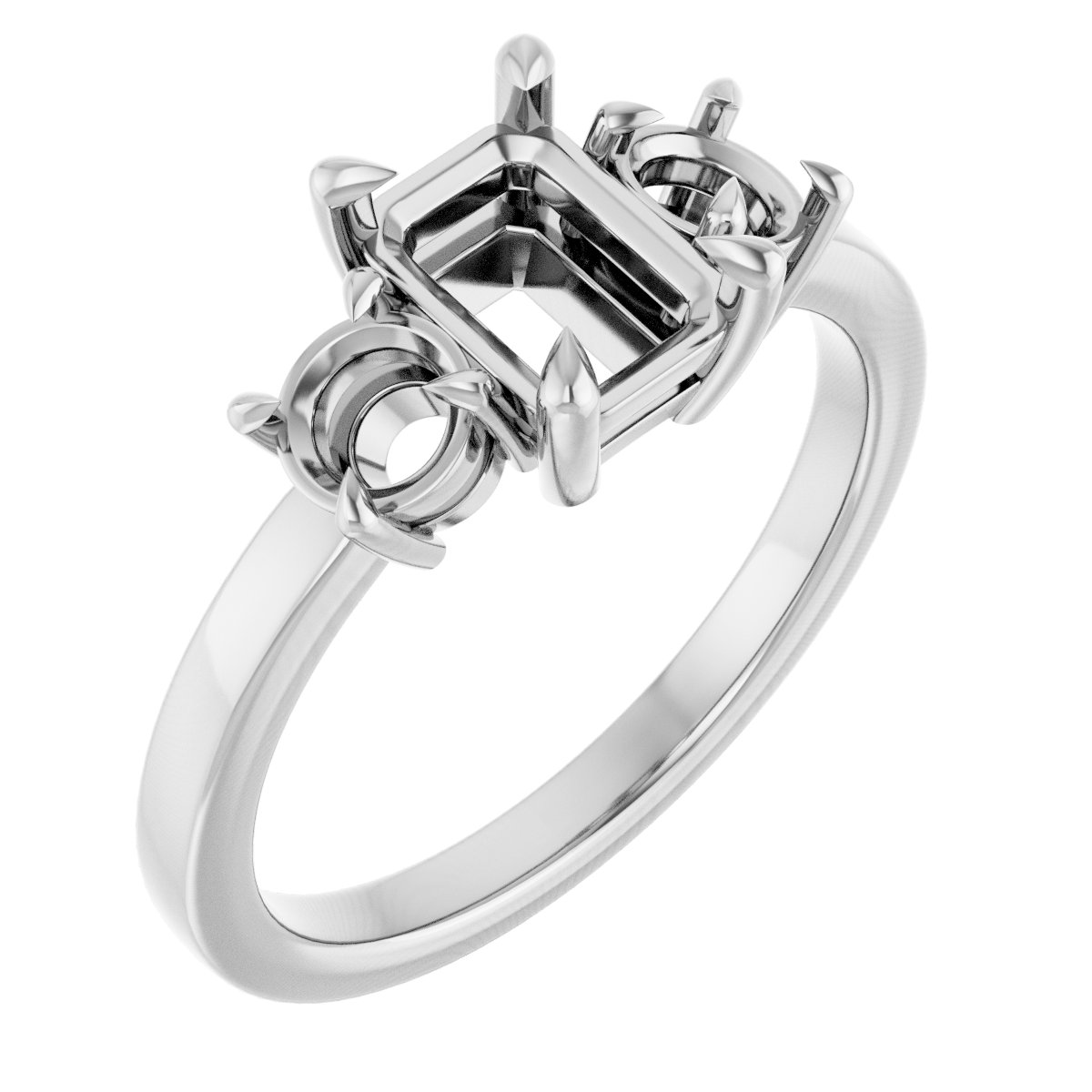 Claw-Prong Three-Stone Engagement Ring