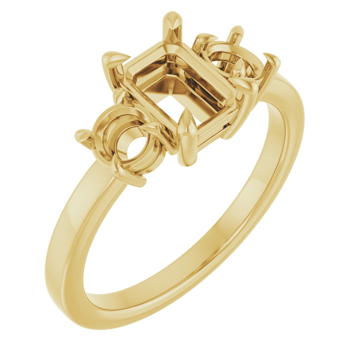 Claw-Prong Three-Stone Engagement Ring