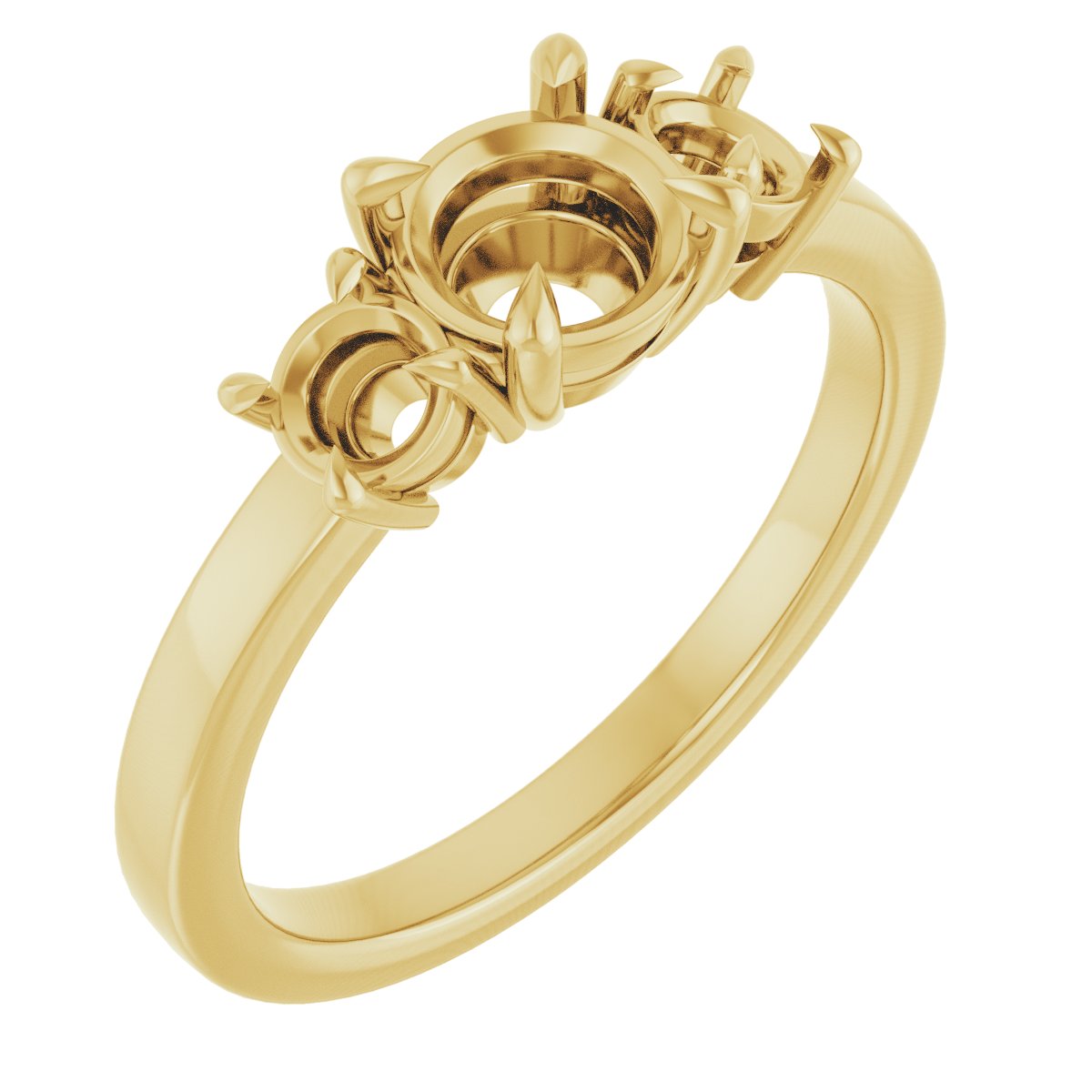 Claw-Prong Three-Stone Engagement Ring