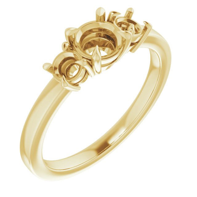 Claw-Prong Three-Stone Engagement Ring