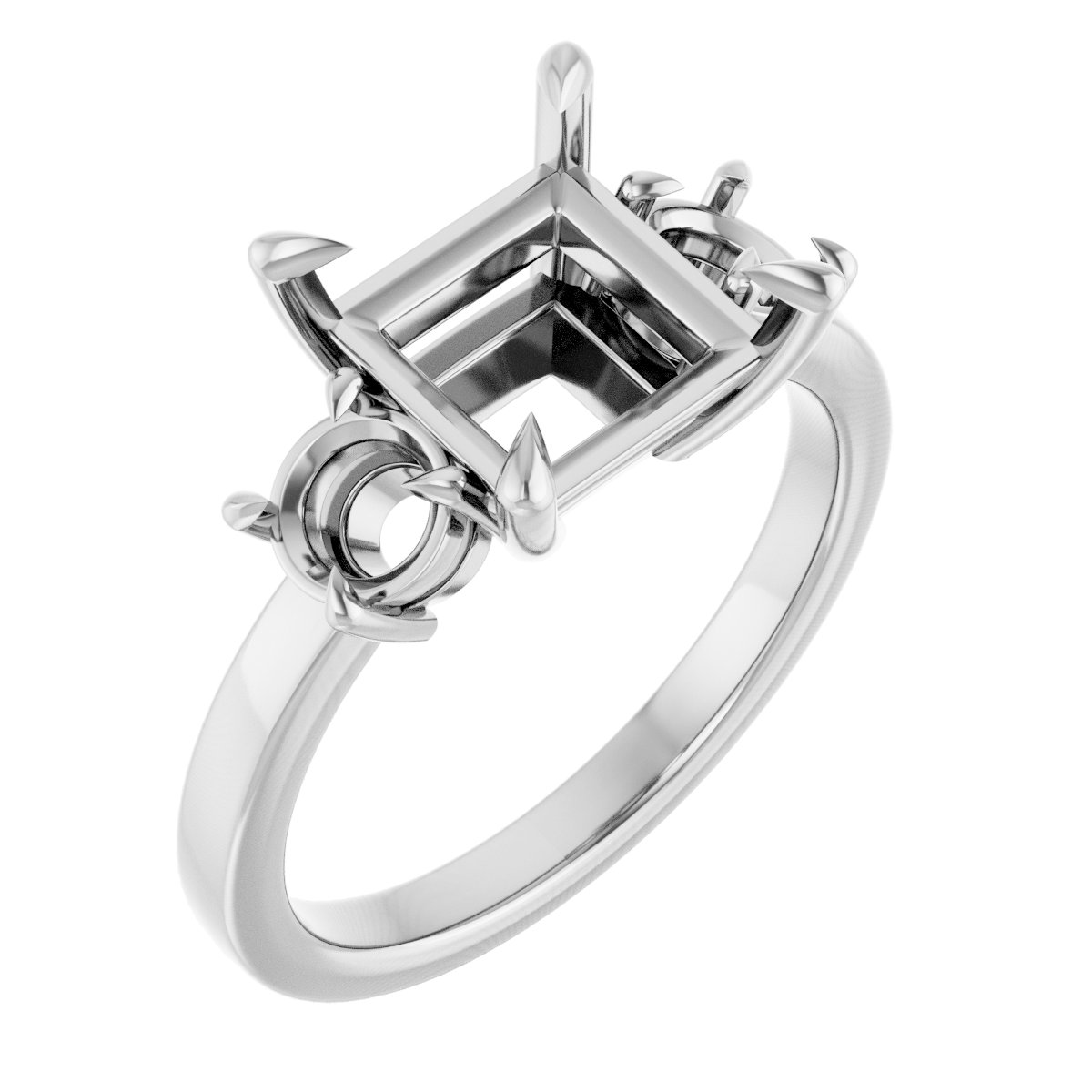 Claw-Prong Three-Stone Engagement Ring