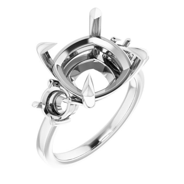 Claw-Prong Three-Stone Engagement Ring