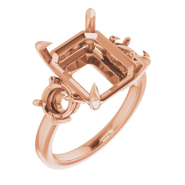 Claw-Prong Three-Stone Engagement Ring