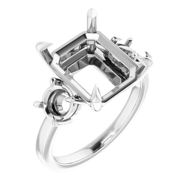 Claw-Prong Three-Stone Engagement Ring