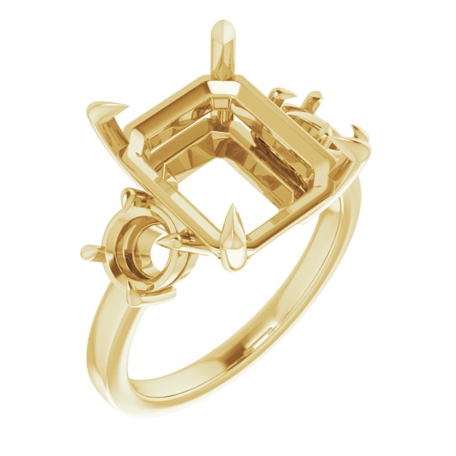 Claw-Prong Three-Stone Engagement Ring