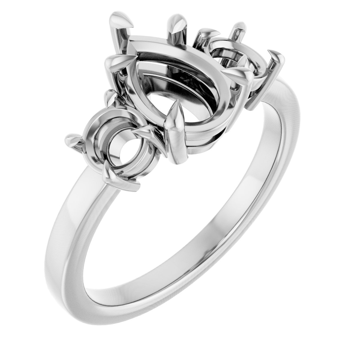 Claw-Prong Three-Stone Engagement Ring