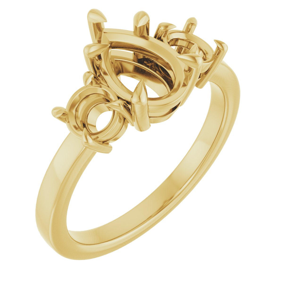 Claw-Prong Three-Stone Engagement Ring