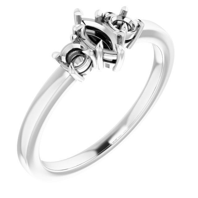 Claw-Prong Three-Stone Engagement Ring