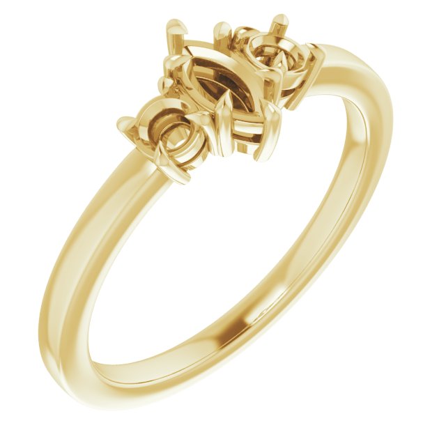 Claw-Prong Three-Stone Engagement Ring
