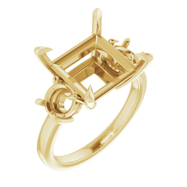 Claw-Prong Three-Stone Engagement Ring