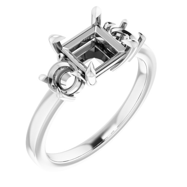 Claw-Prong Three-Stone Engagement Ring