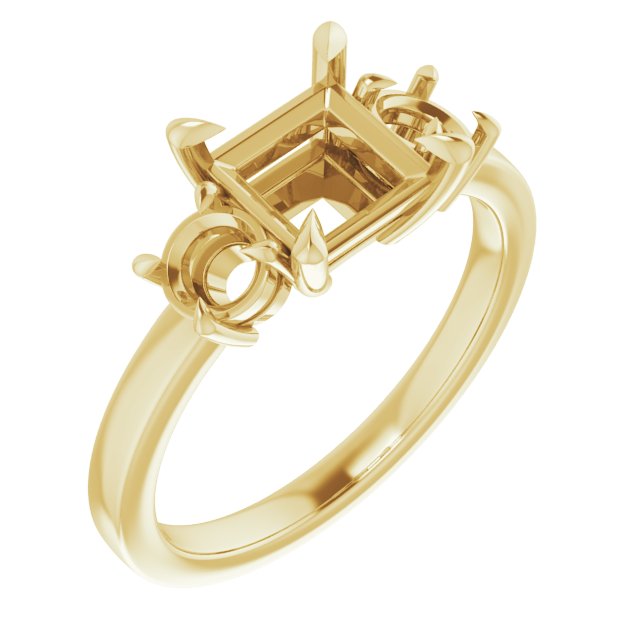 Claw-Prong Three-Stone Engagement Ring