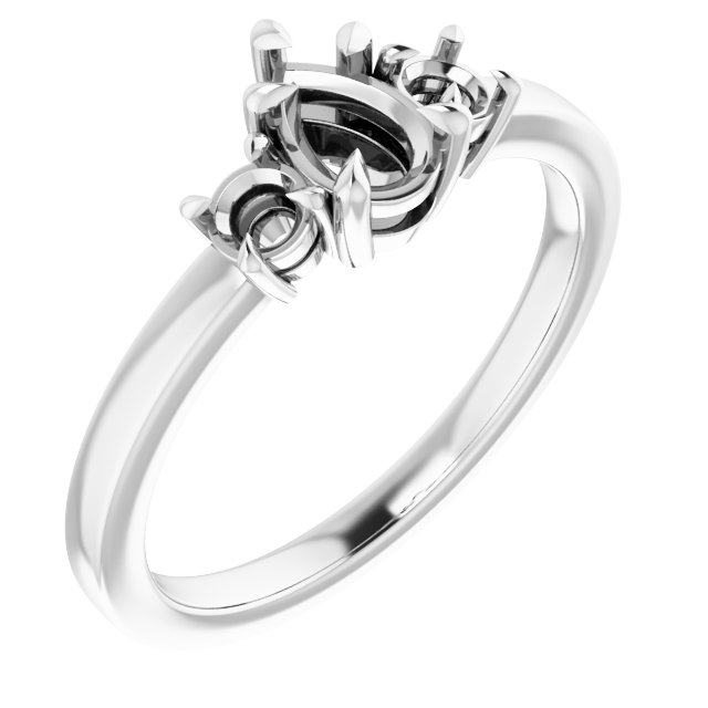 Claw-Prong Three-Stone Engagement Ring