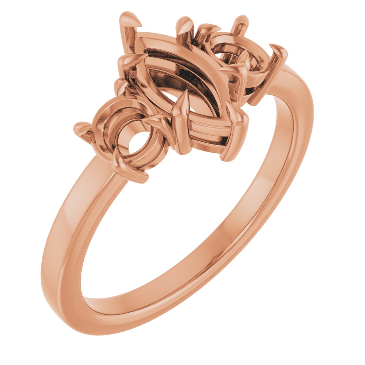 Claw-Prong Three-Stone Engagement Ring