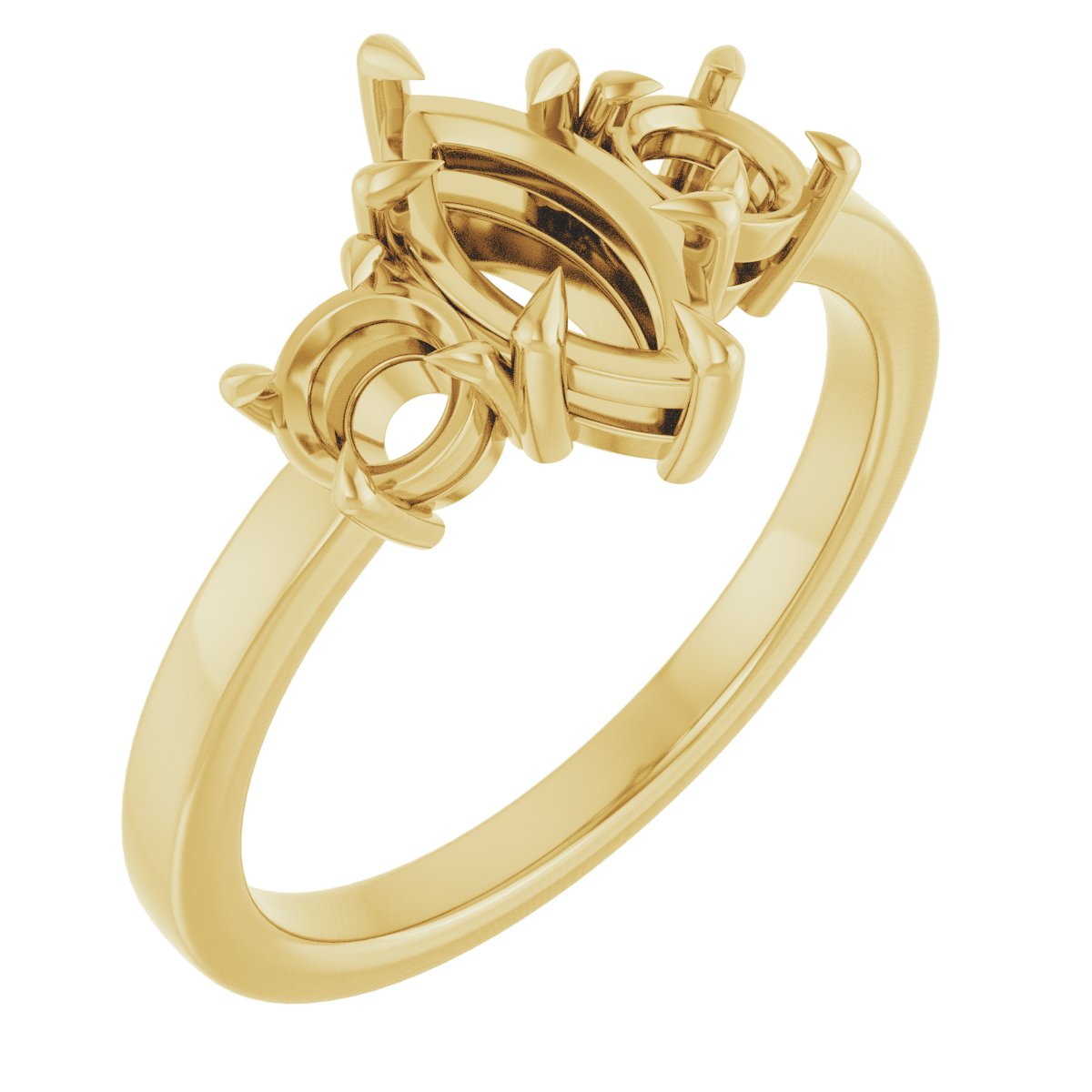 Claw-Prong Three-Stone Engagement Ring