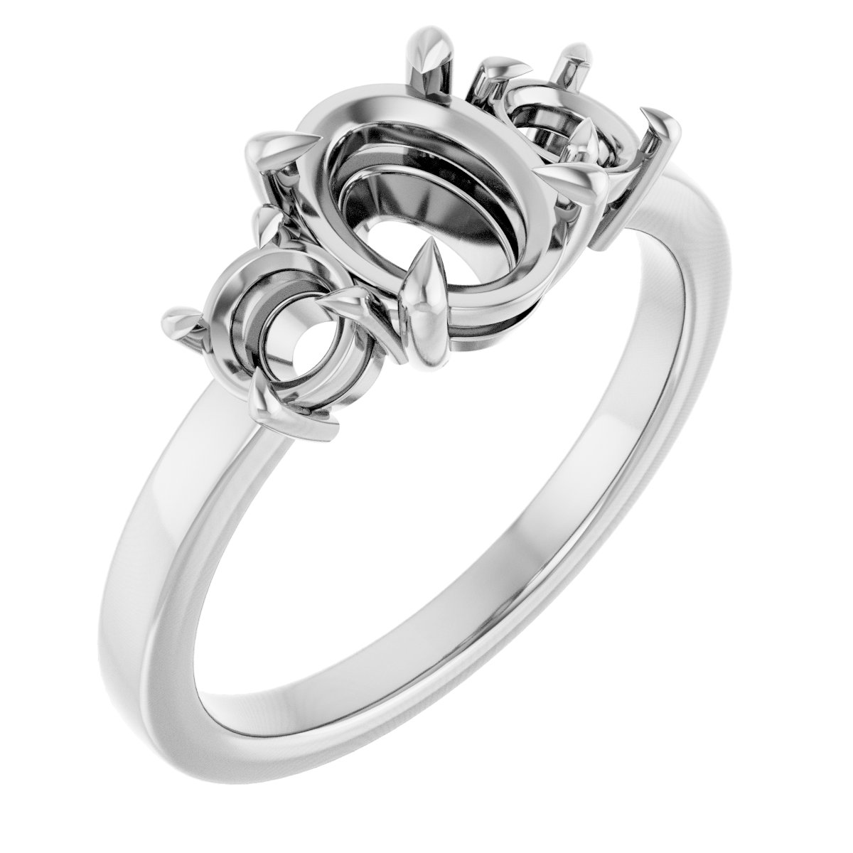 Claw-Prong Three-Stone Engagement Ring