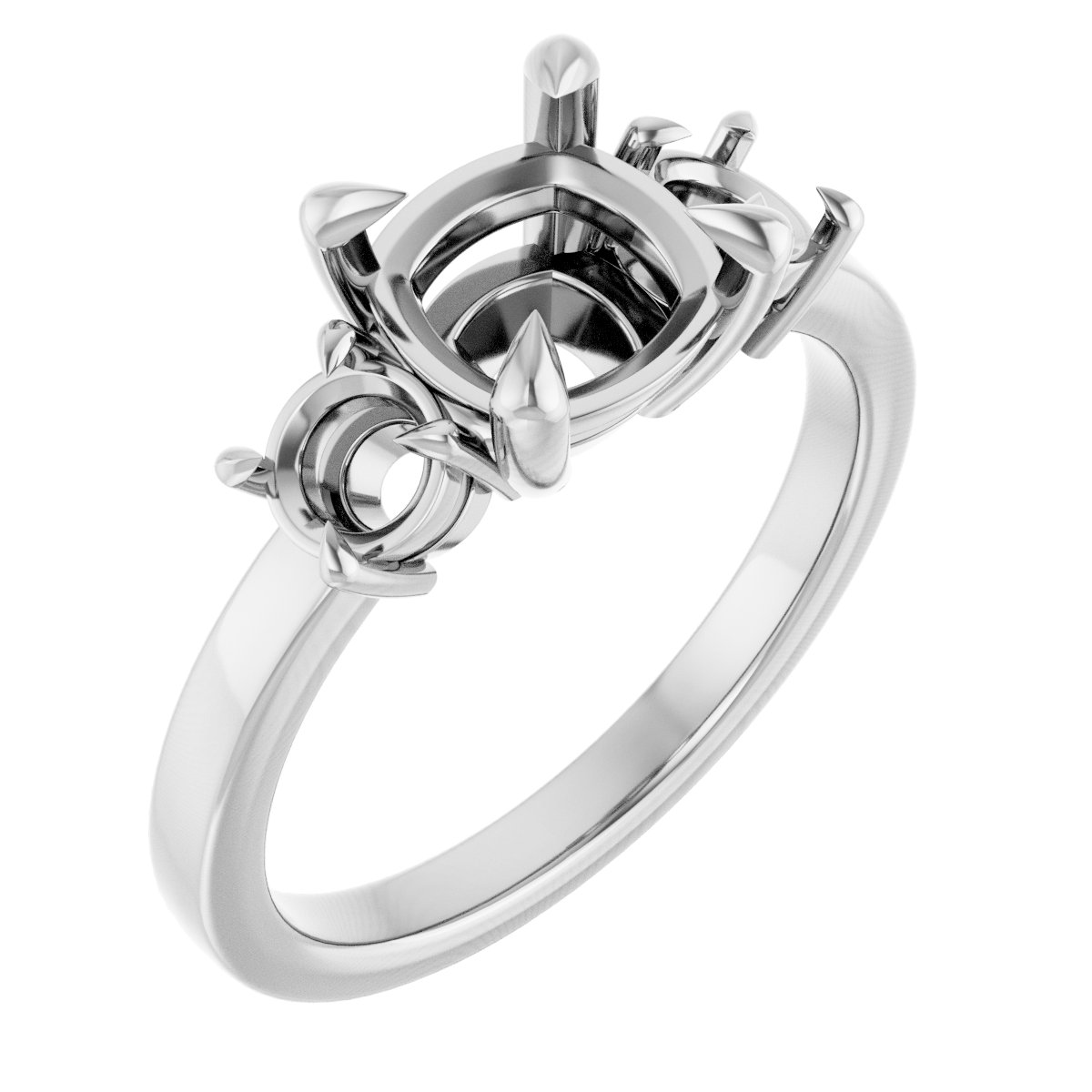 Claw-Prong Three-Stone Engagement Ring