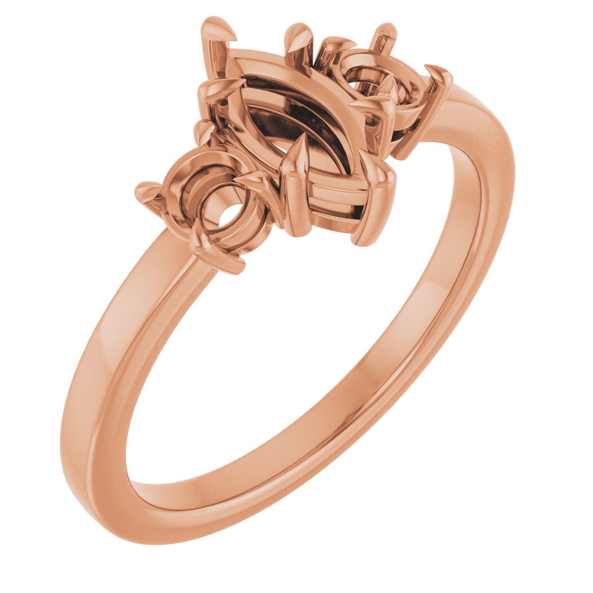 Claw-Prong Three-Stone Engagement Ring