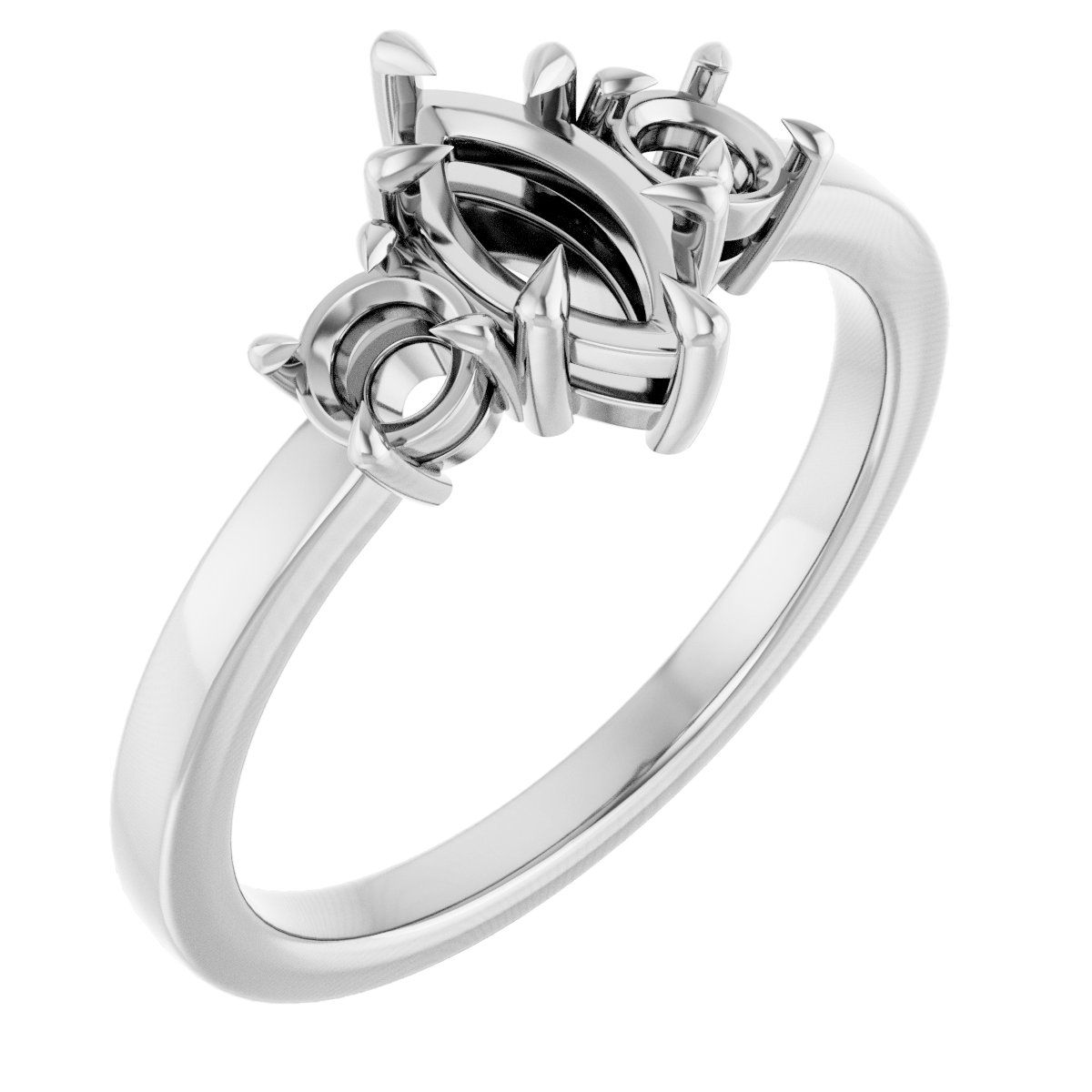 Claw-Prong Three-Stone Engagement Ring