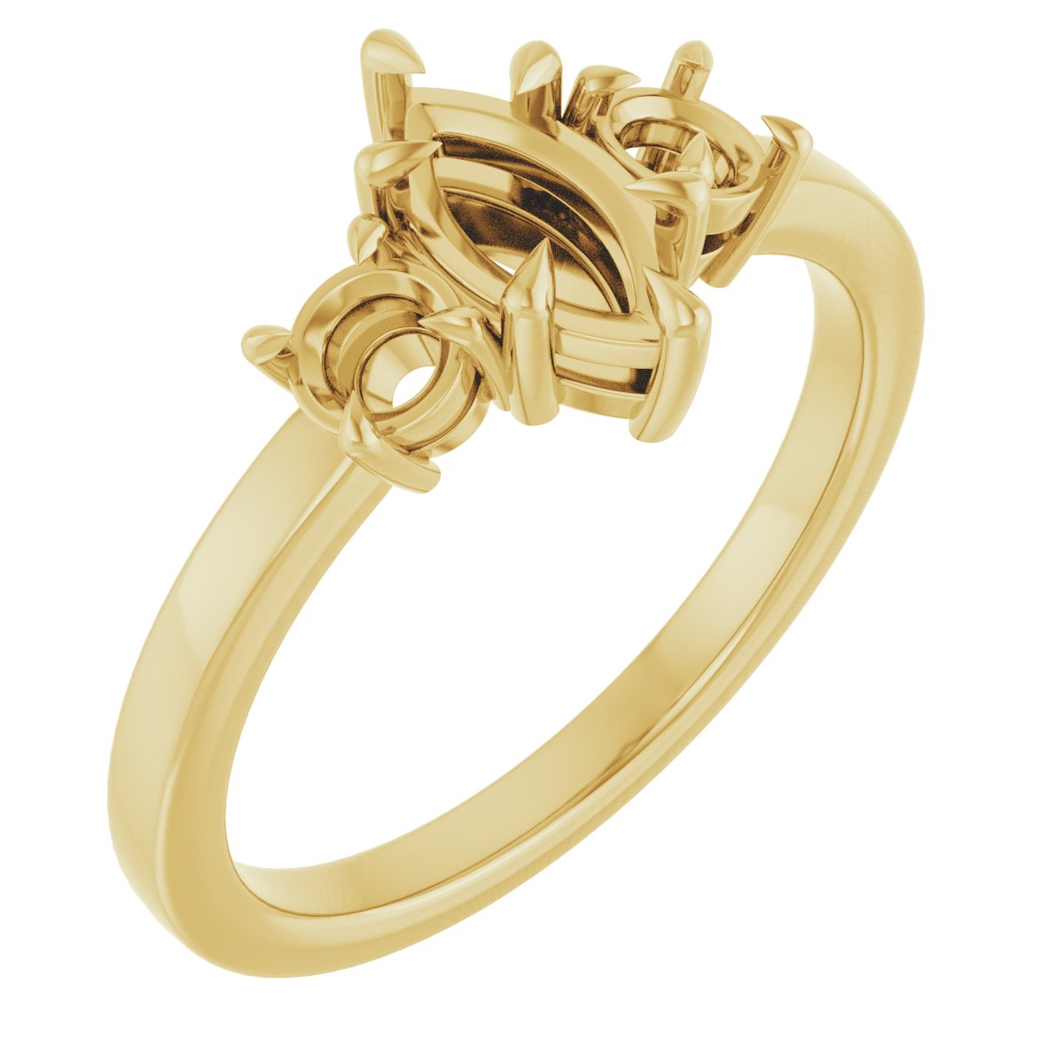 Claw-Prong Three-Stone Engagement Ring