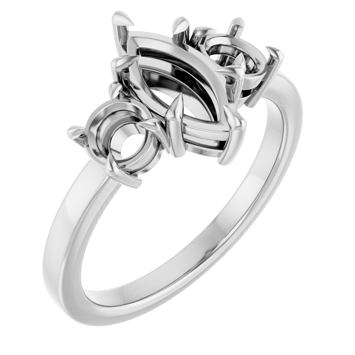 Claw-Prong Three-Stone Engagement Ring