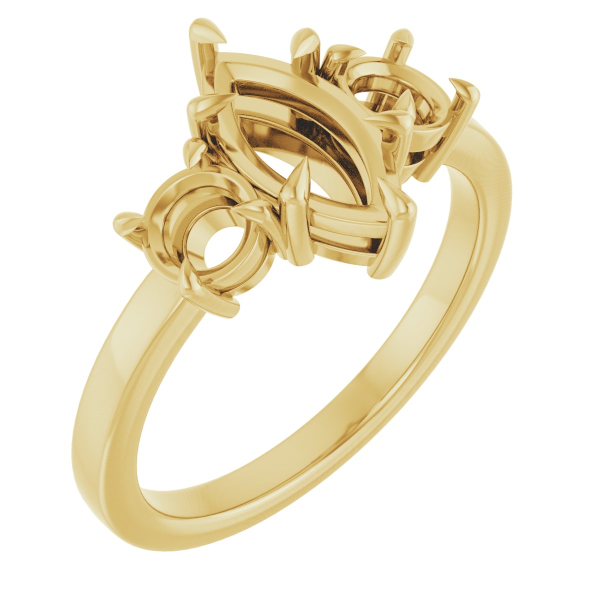 Claw-Prong Three-Stone Engagement Ring