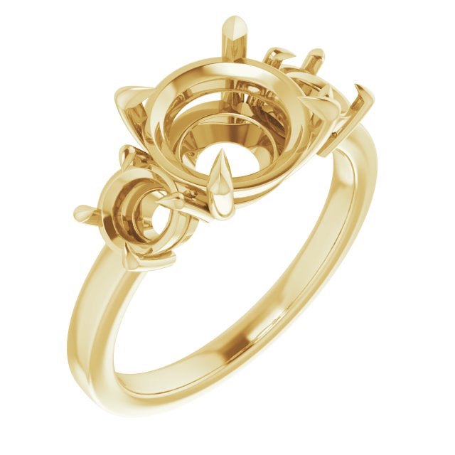 Claw-Prong Three-Stone Engagement Ring