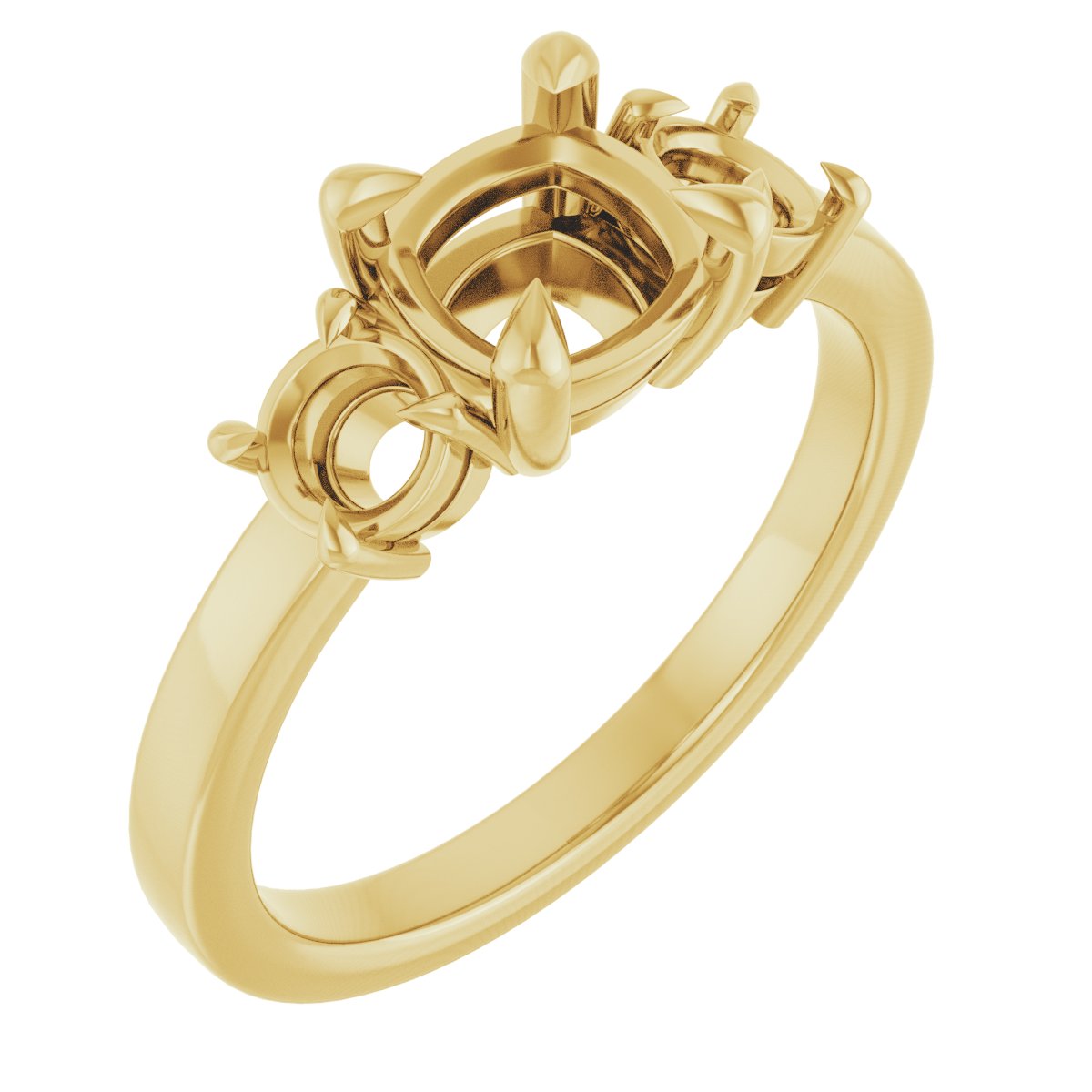 Claw-Prong Three-Stone Engagement Ring
