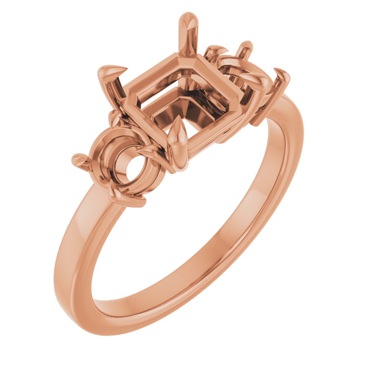 Claw-Prong Three-Stone Engagement Ring
