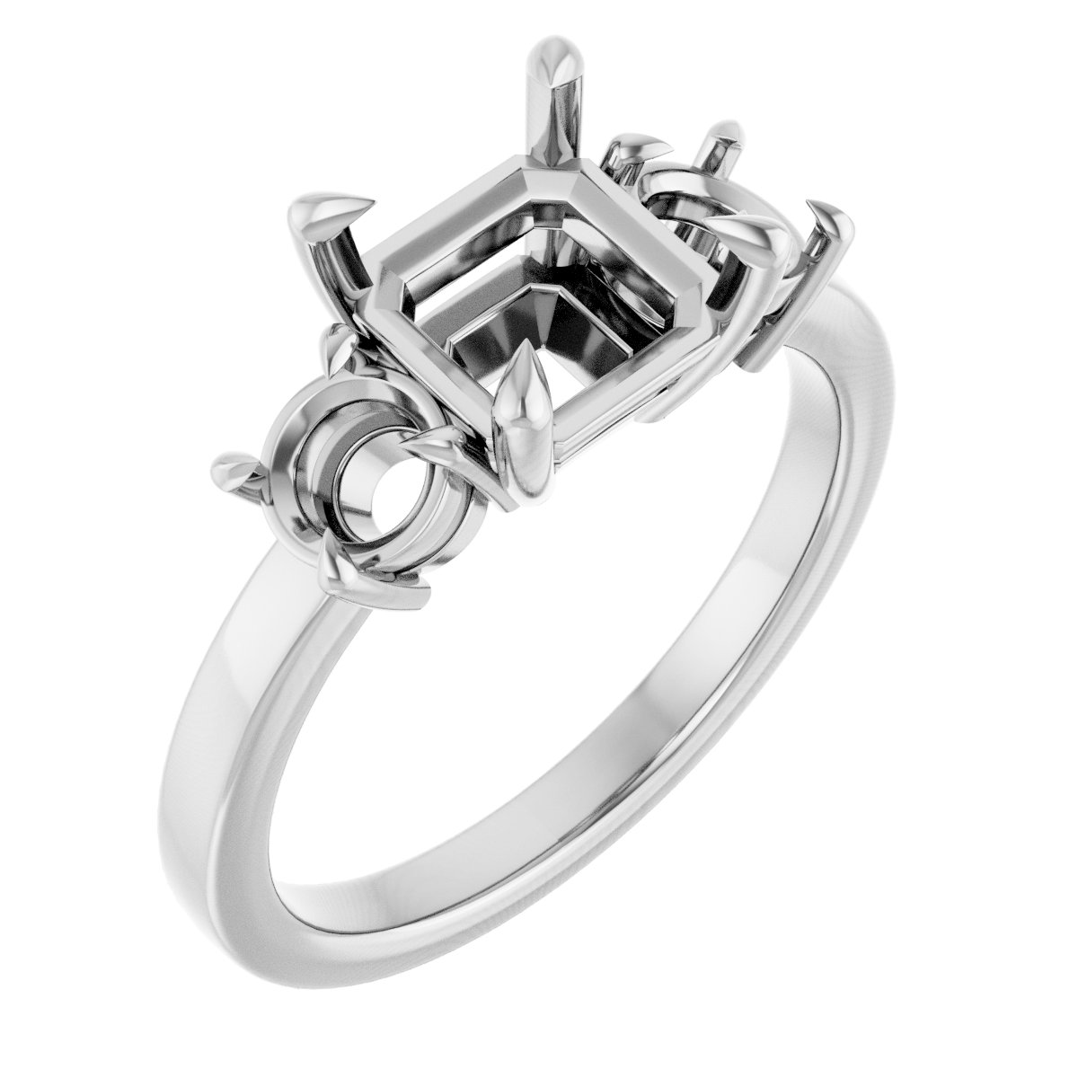 Claw-Prong Three-Stone Engagement Ring