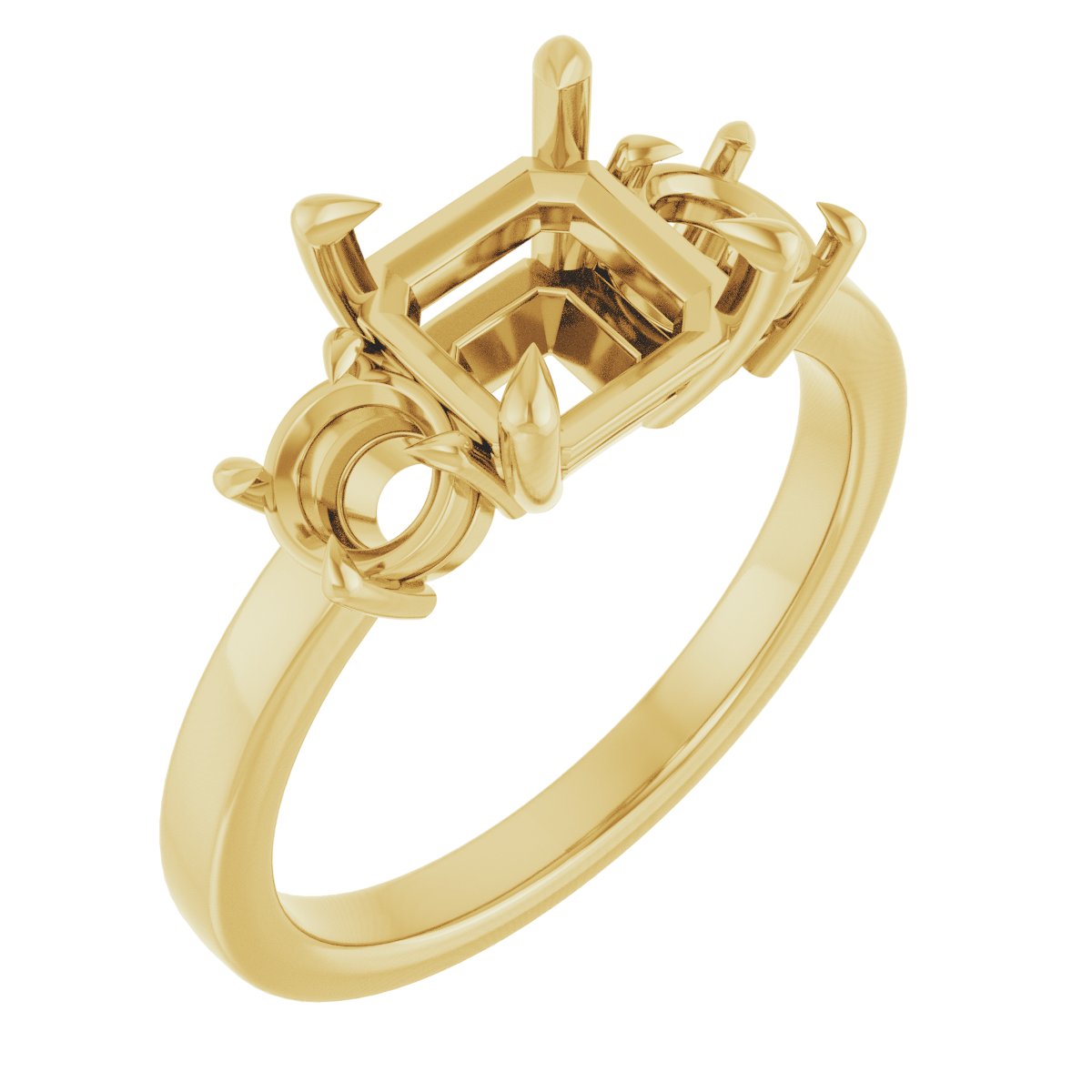 Claw-Prong Three-Stone Engagement Ring