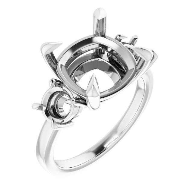 Claw-Prong Three-Stone Engagement Ring