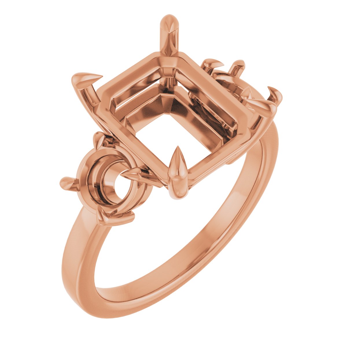 Claw-Prong Three-Stone Engagement Ring