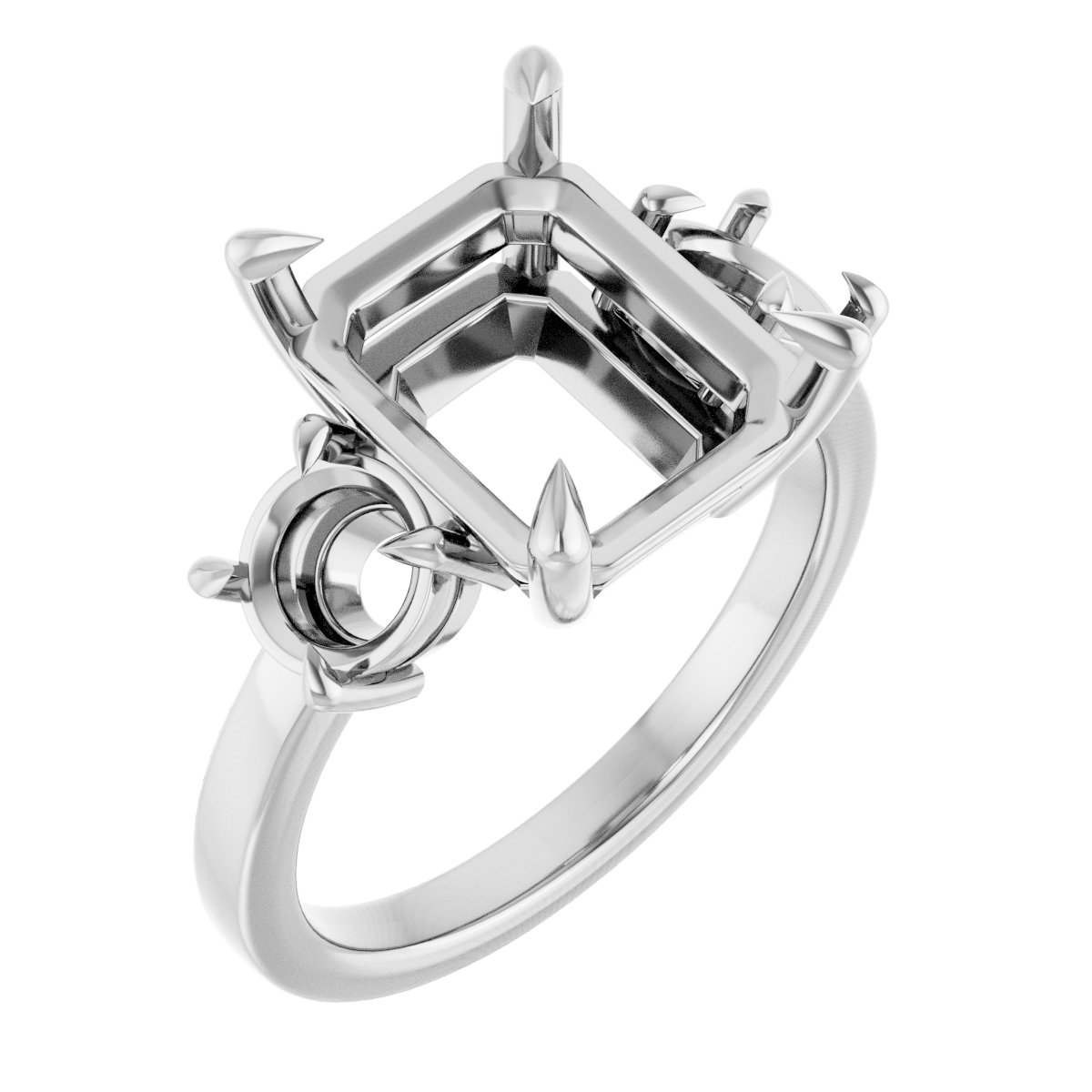 Claw-Prong Three-Stone Engagement Ring