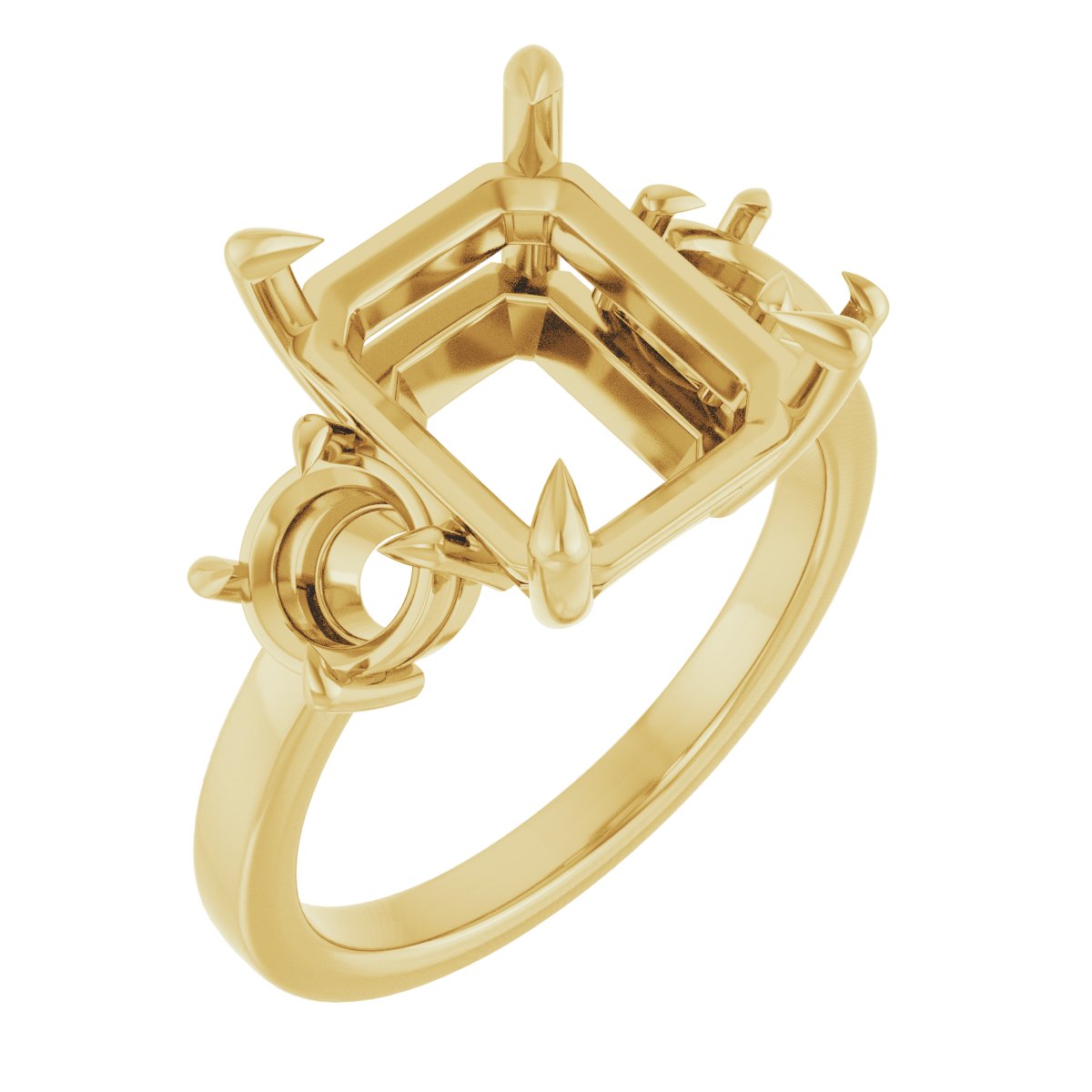 Claw-Prong Three-Stone Engagement Ring