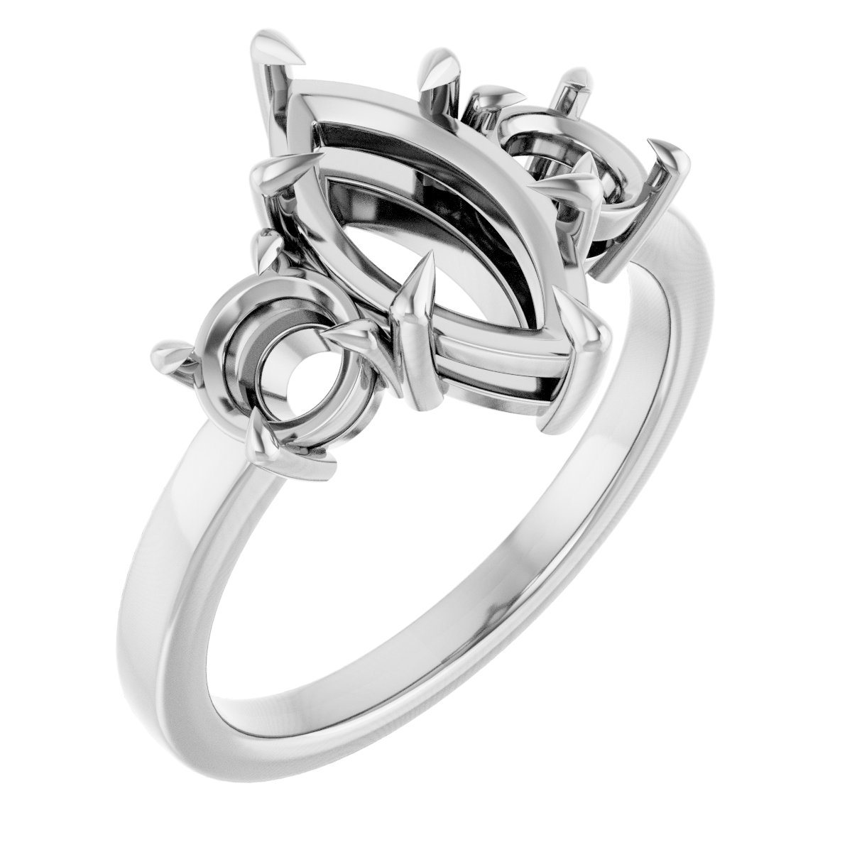 Claw-Prong Three-Stone Engagement Ring