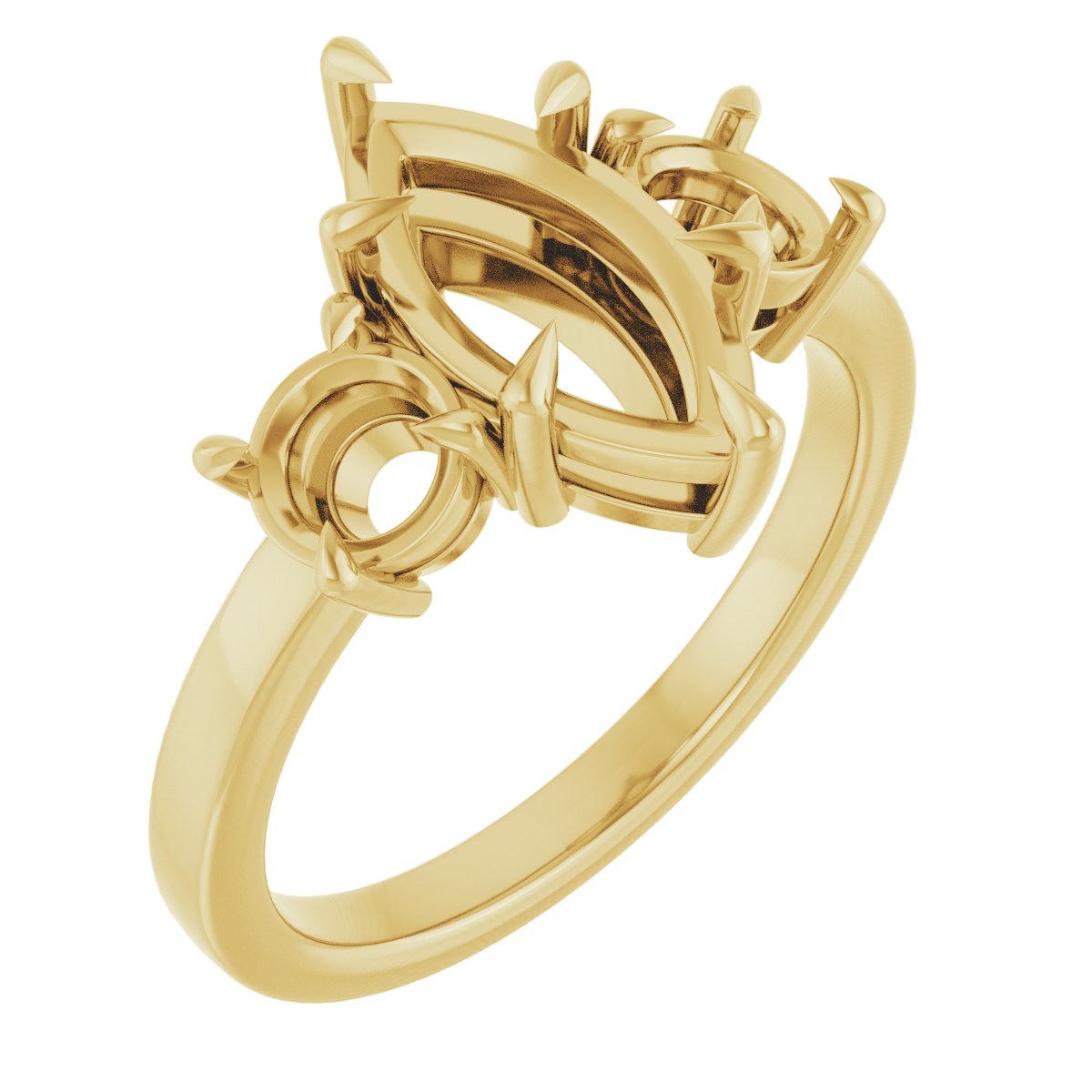 Claw-Prong Three-Stone Engagement Ring